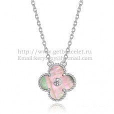 Colgante Van Cleef Arpels Alhambra de oro blanco con diamantes redondos de nácar gris