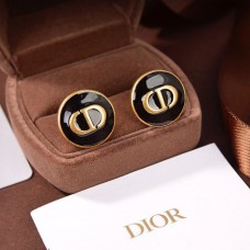 Pendientes Dior de latón antiguo con logotipo de CD Nummular y esmalte negro StreetChic